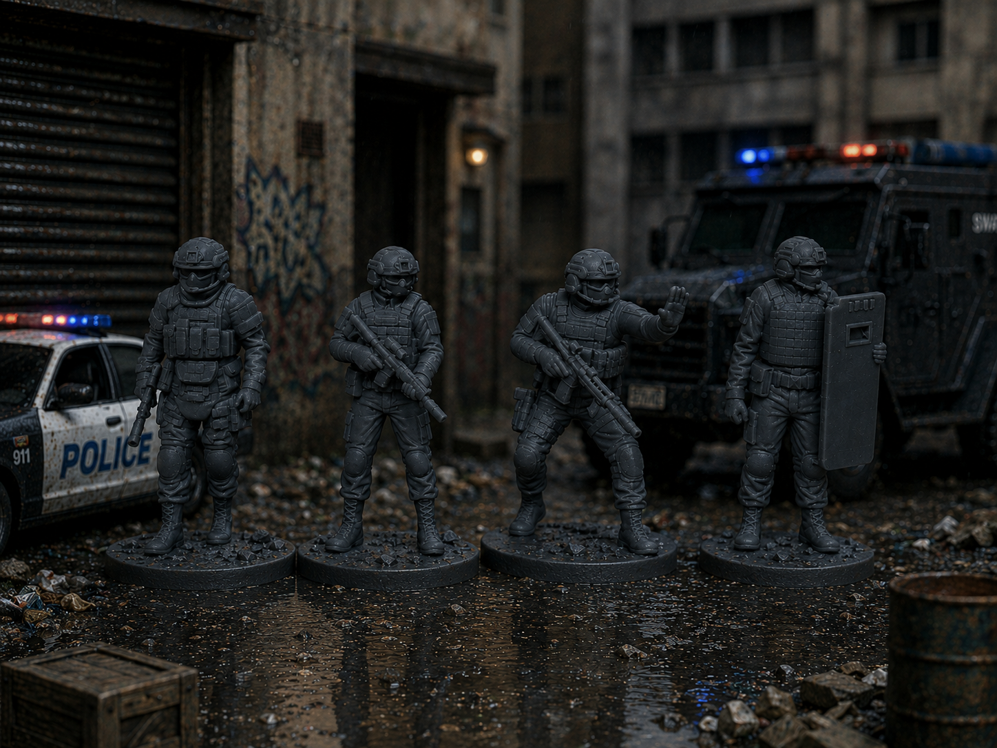 SWAT Series 1 – 28mm Unpainted Resin Figures – 8-Piece Set - Image 8