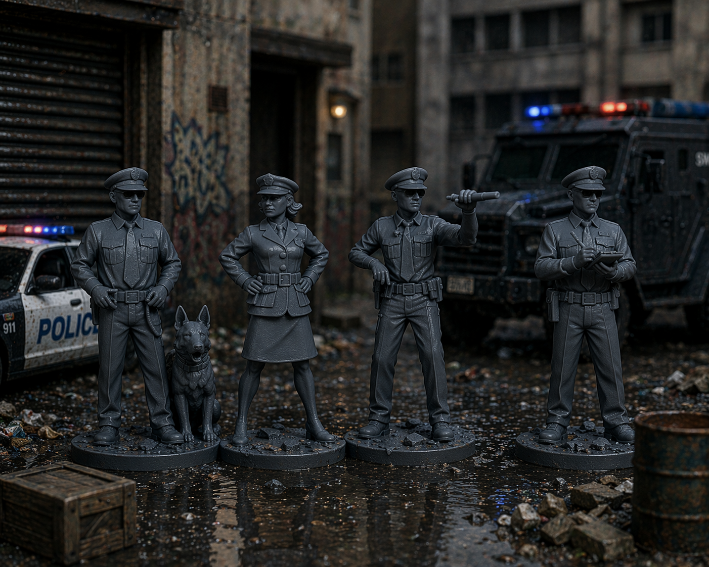 Police Series 1 – 28mm Unpainted Resin Figures – 8-Piece Set - Image 6