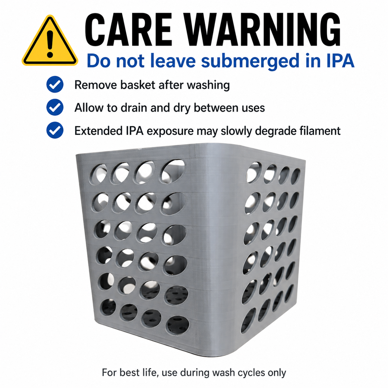 HeyGears Wash & Cure Compatible 3D Printed Wash Basket Insert - Image 5