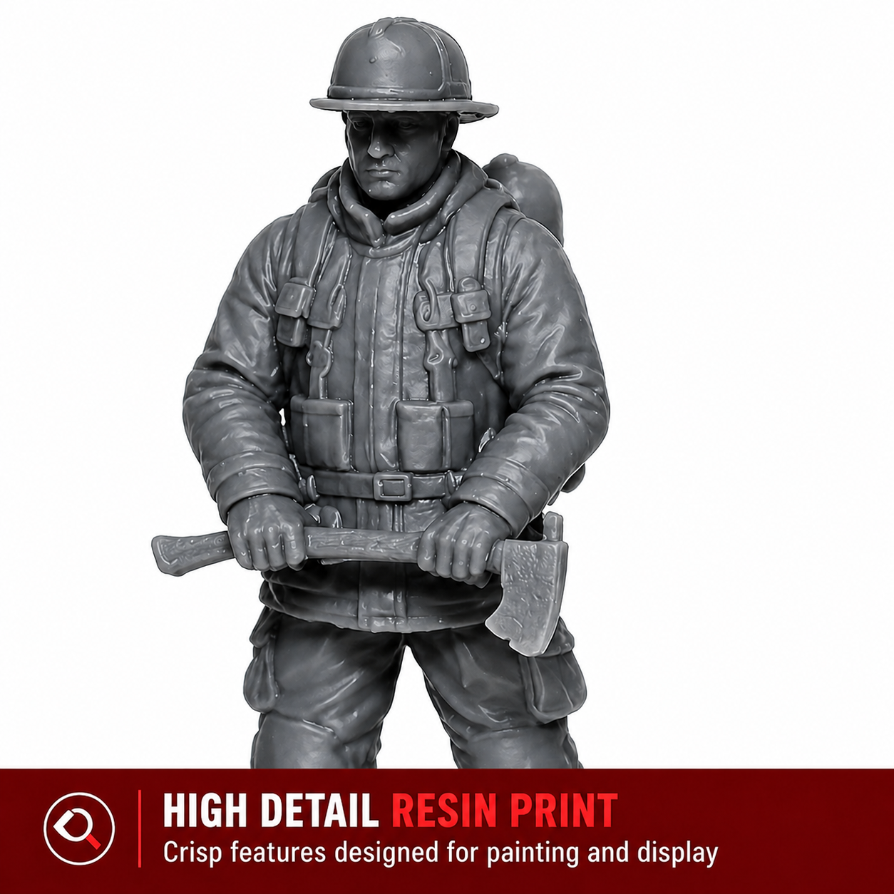 Winter Park Collectibles 42mm Firefighter Figures – 8-Piece Unpainted Resin Set with Separate Bases - Image 7