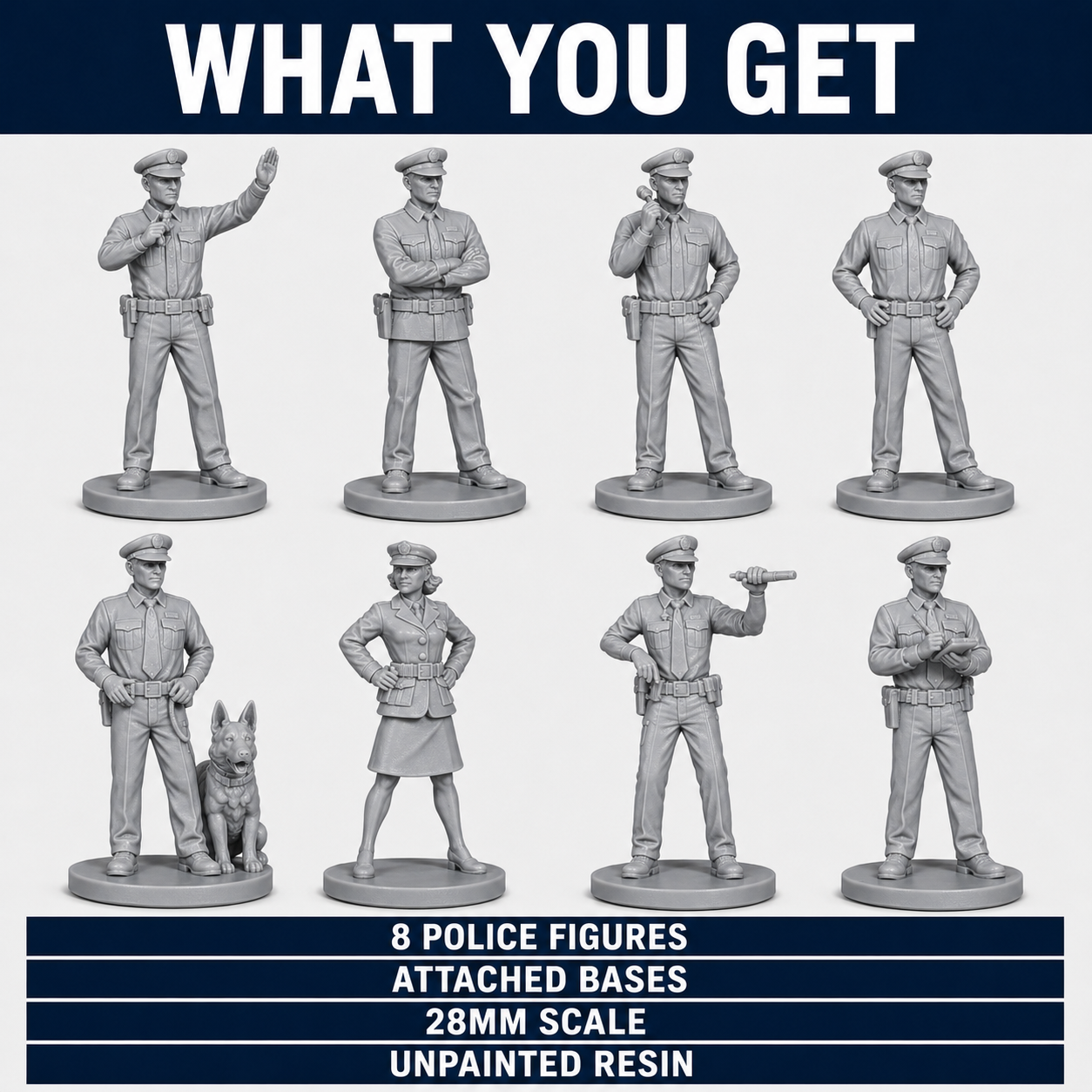 Police Series 1 – 28mm Unpainted Resin Figures – 8-Piece Set - Image 5