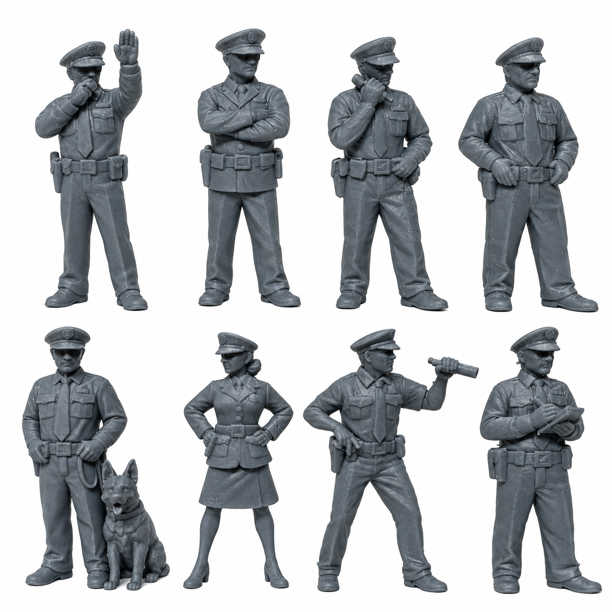 42mm Police Series 1 – 8 Figures with Separate Bases