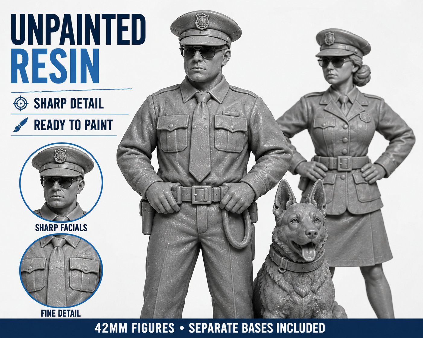 42mm Police Series 1 – 8 Figures with Separate Bases - Image 9