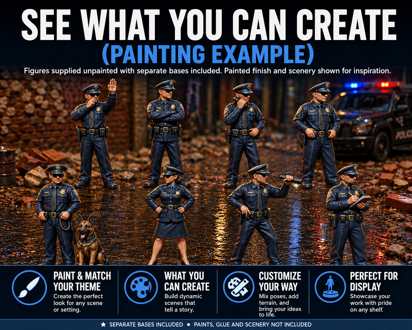 42mm Police Series 1 – 8 Figures with Separate Bases - Image 11