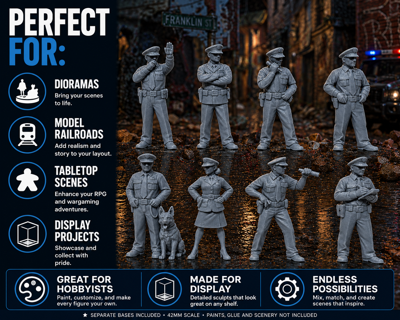 42mm Police Series 1 – 8 Figures with Separate Bases - Image 12