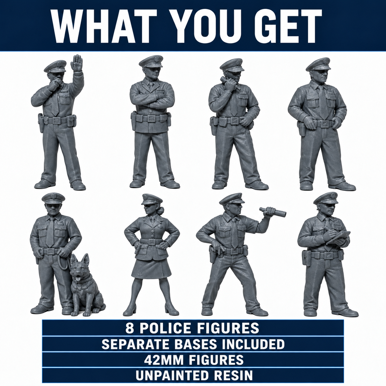 42mm Police Series 1 – 8 Figures with Separate Bases - Image 3