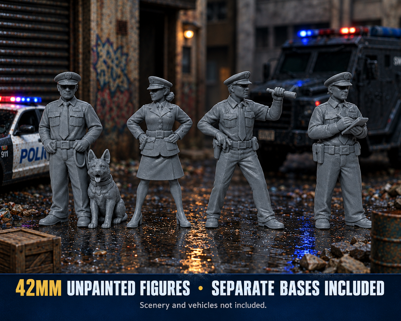 42mm Police Series 1 – 8 Figures with Separate Bases - Image 5